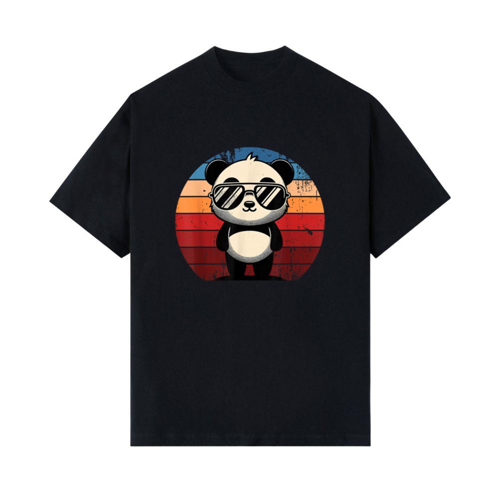 Retro Panda in Sunglasses BBQ Pool Party Funny Panda T-Shirt 