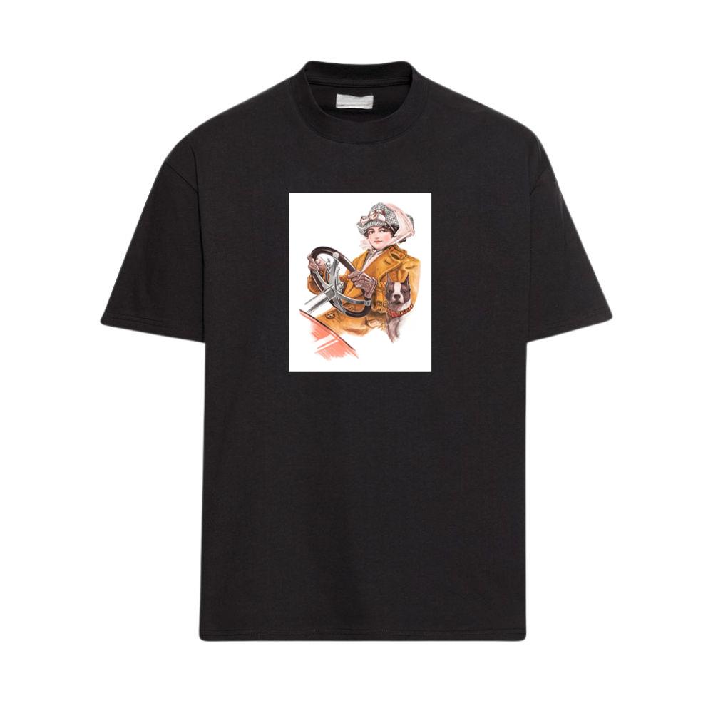 Retro Woman and Dog in Vehicle T-Shirts
