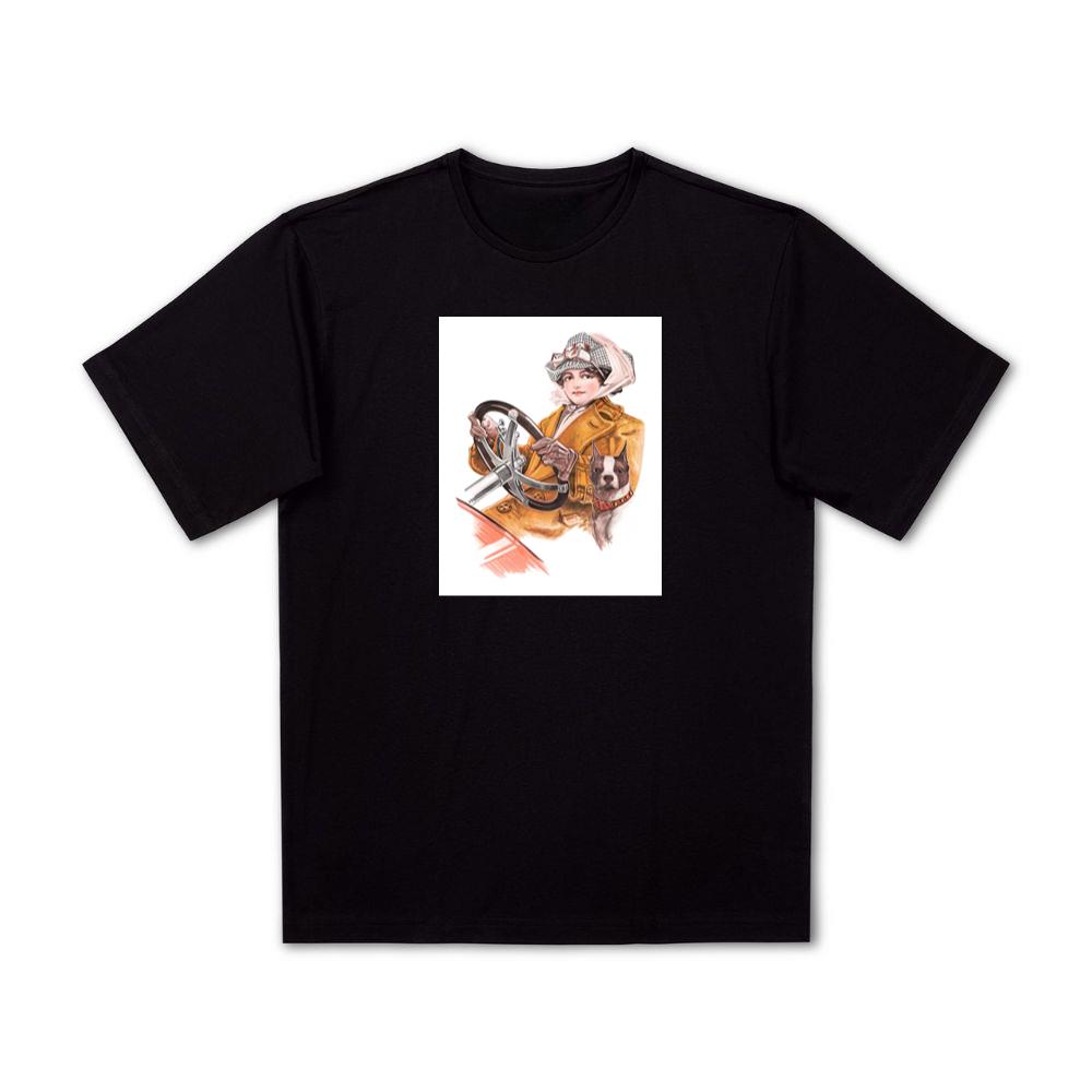 Retro Woman and Dog in Vehicle T-Shirts