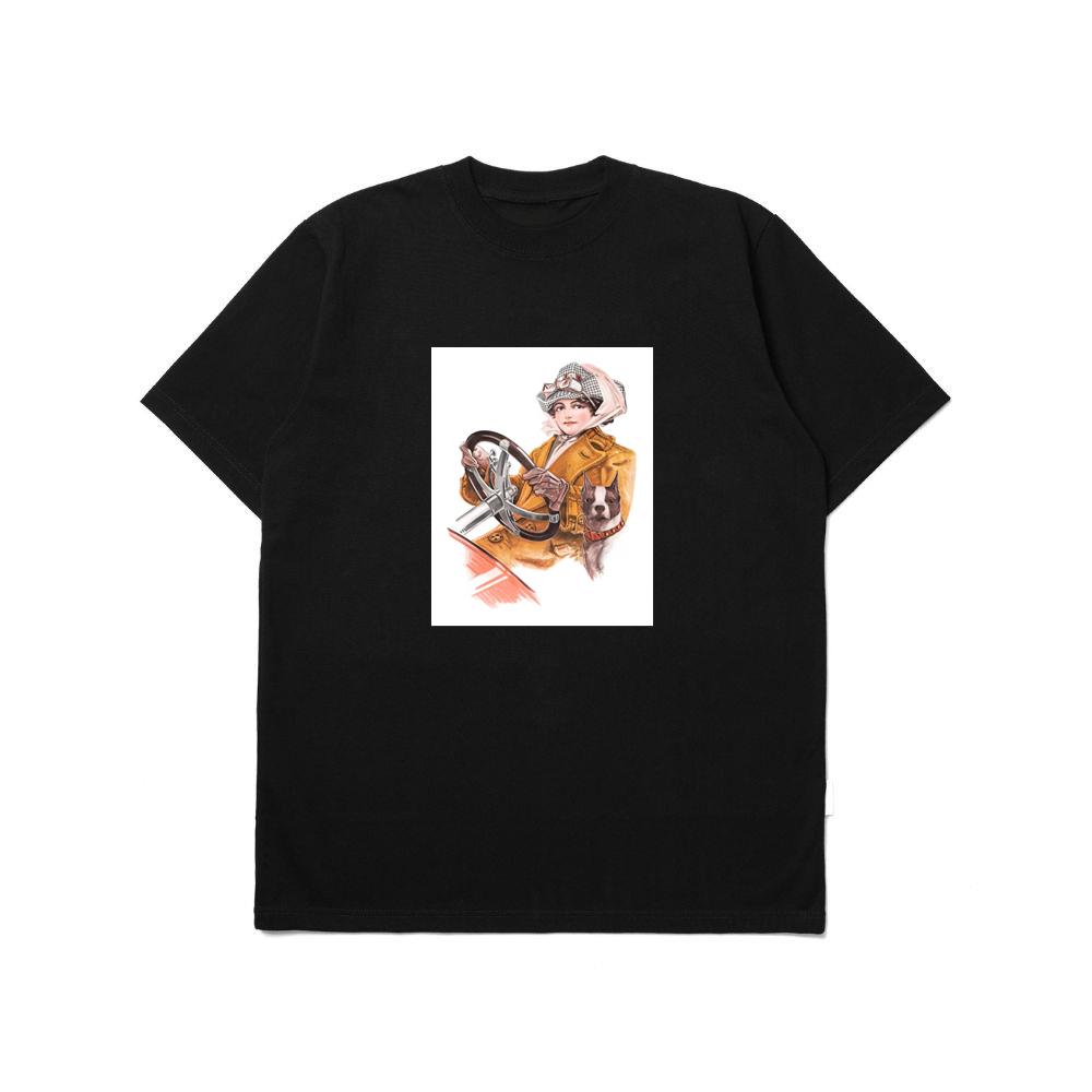Retro Woman and Dog in Vehicle T-Shirts