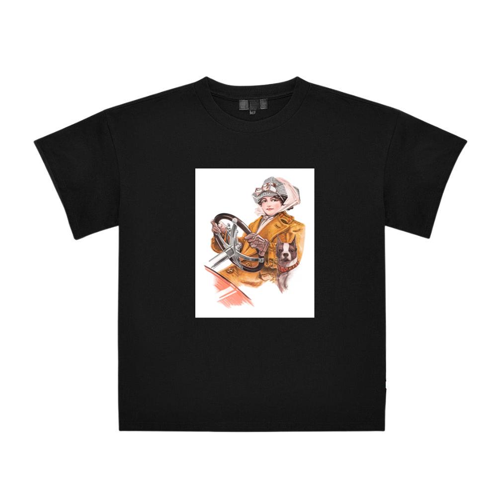 Retro Woman and Dog in Vehicle T-Shirts