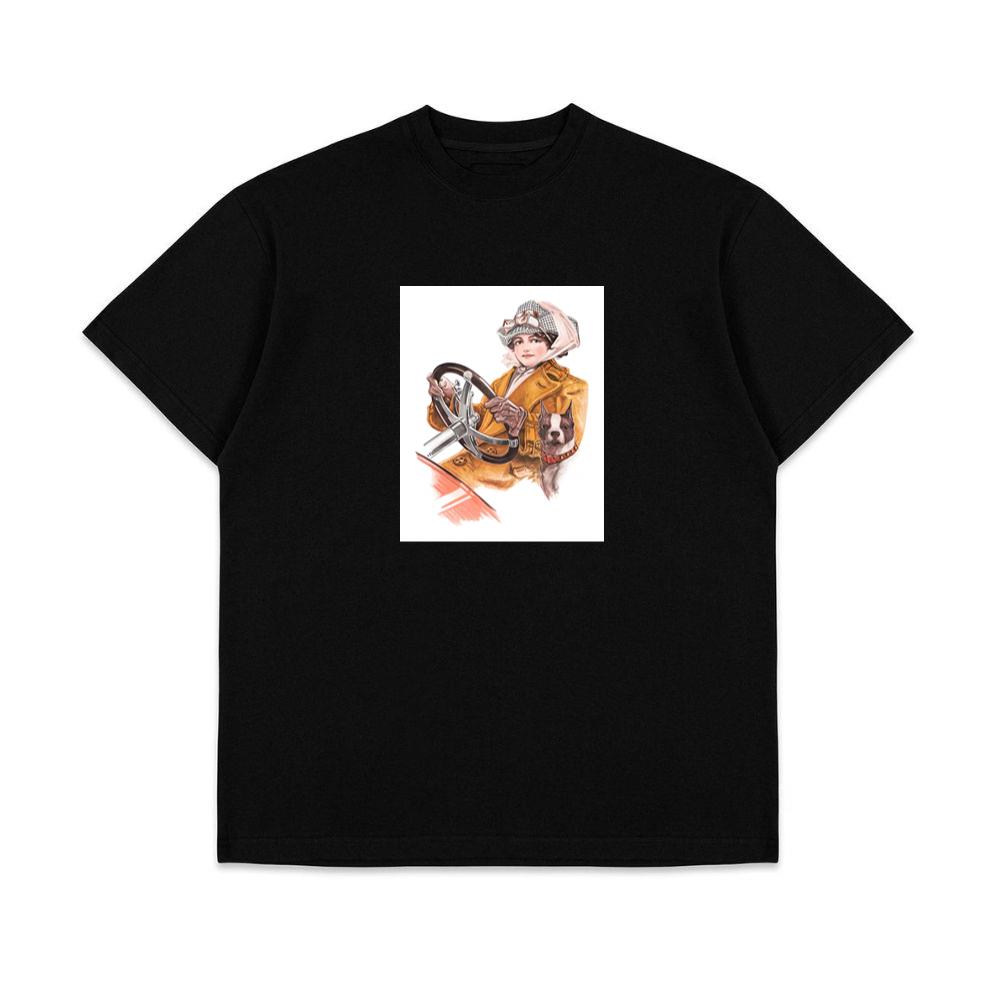 Retro Woman and Dog in Vehicle T-Shirts