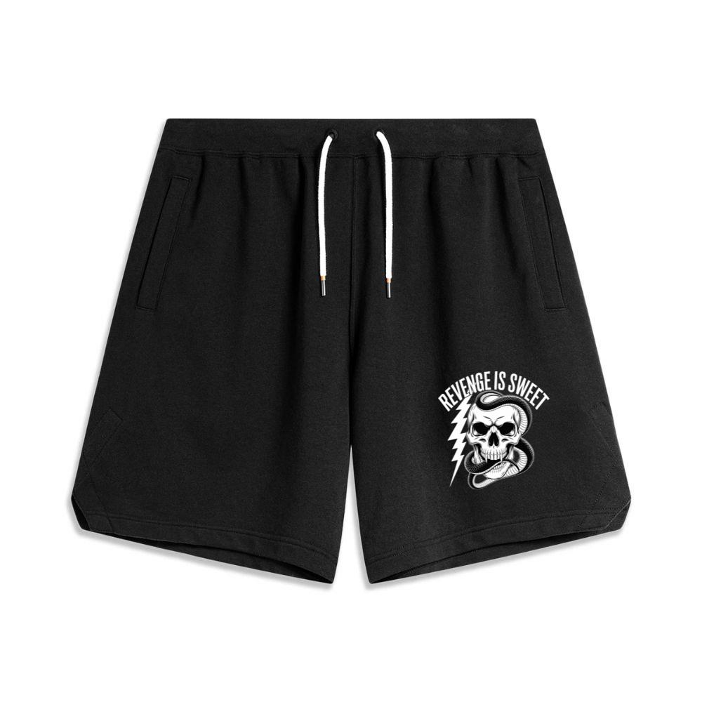 Revenge Is Sweet Skull with Snake and Lightning Graphic Basketball Shorts
