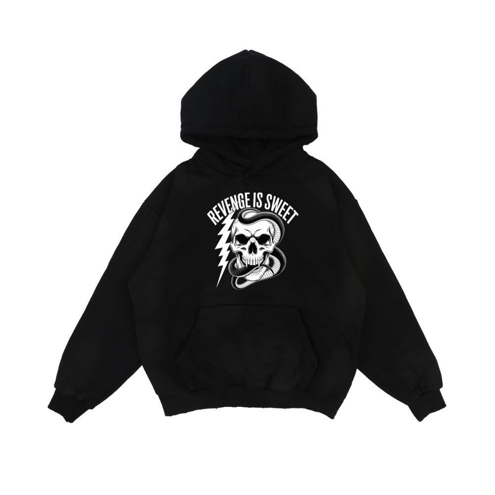 Revenge Is Sweet Skull with Snake and Lightning Graphic Hoodie