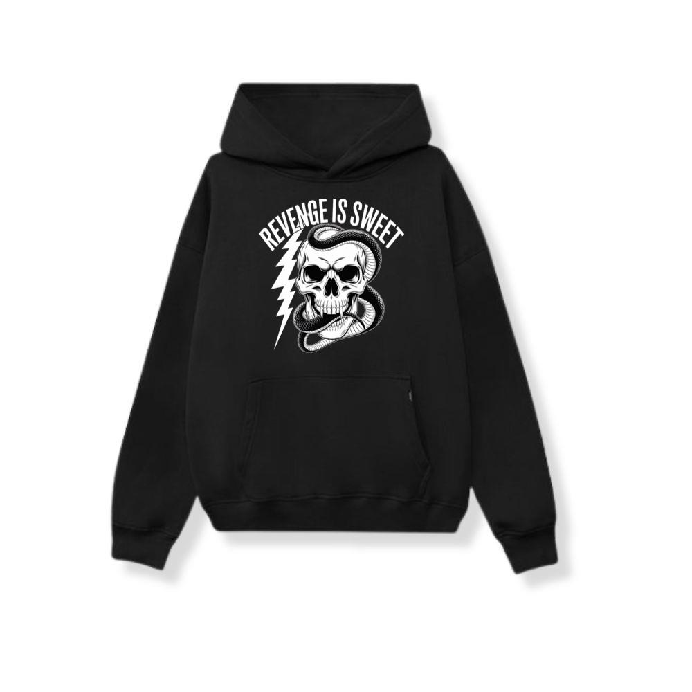 Revenge Is Sweet Skull with Snake and Lightning Graphic Hoodie