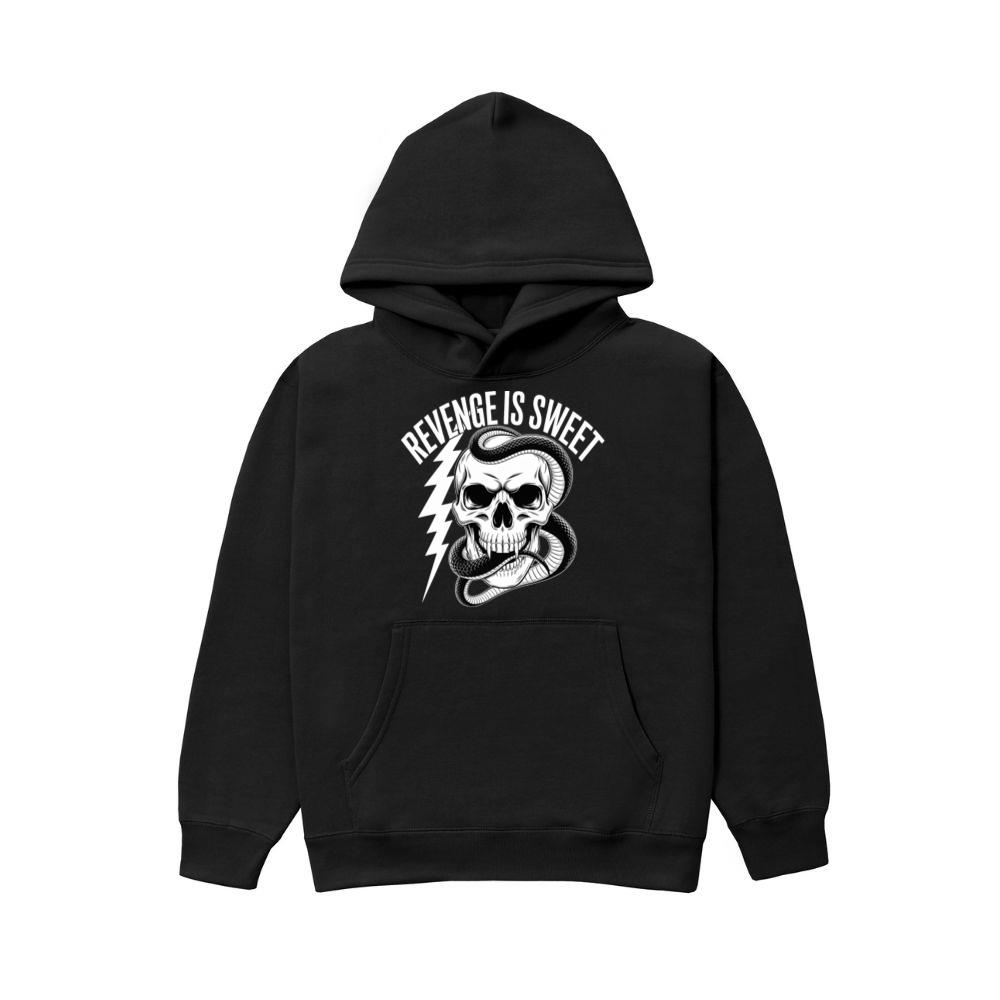 Revenge Is Sweet Skull with Snake and Lightning Graphic Hoodie