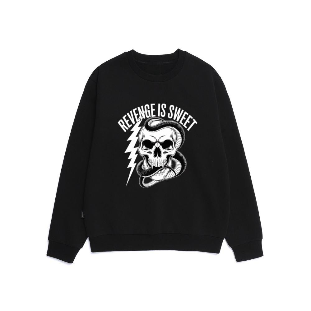Revenge Is Sweet Skull with Snake and Lightning Graphic Sweatshirt