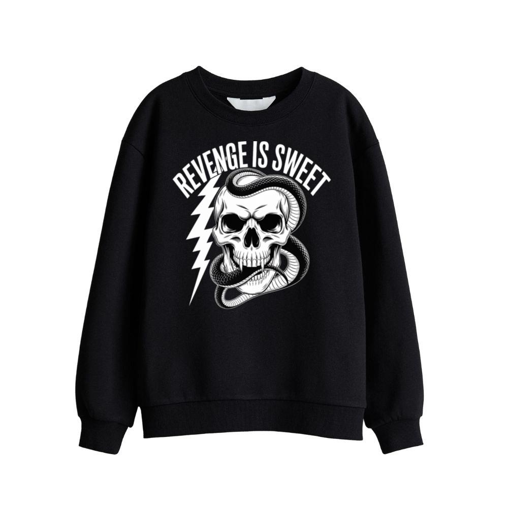 Revenge Is Sweet Skull with Snake and Lightning Graphic Sweatshirts
