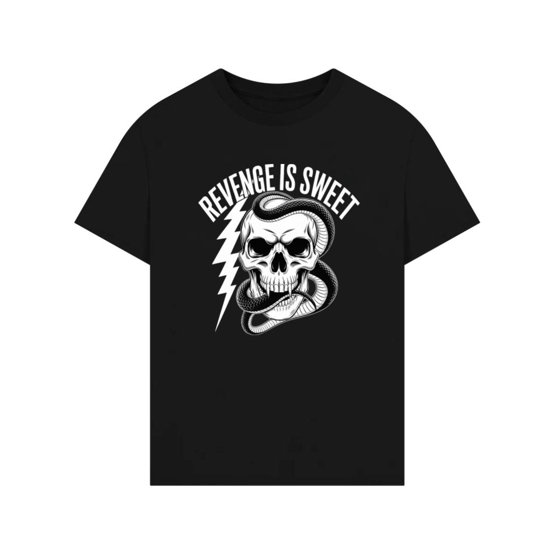 Revenge Is Sweet Skull with Snake and Lightning Graphic T-Shirt