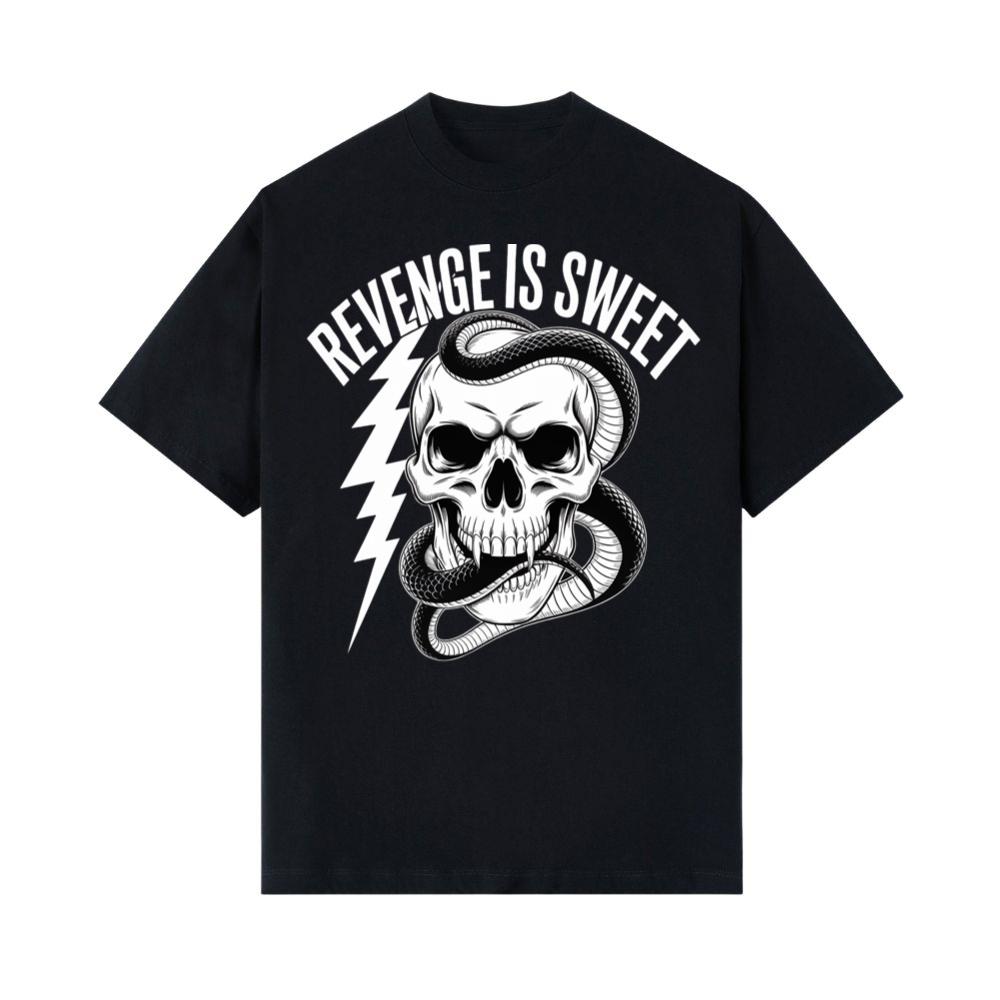 Revenge Is Sweet Skull with Snake and Lightning Graphic T-Shirts
