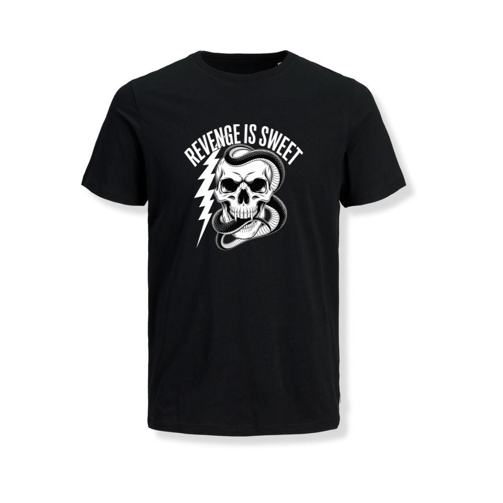 Revenge Is Sweet Skull with Snake and Lightning Graphic T-Shirts