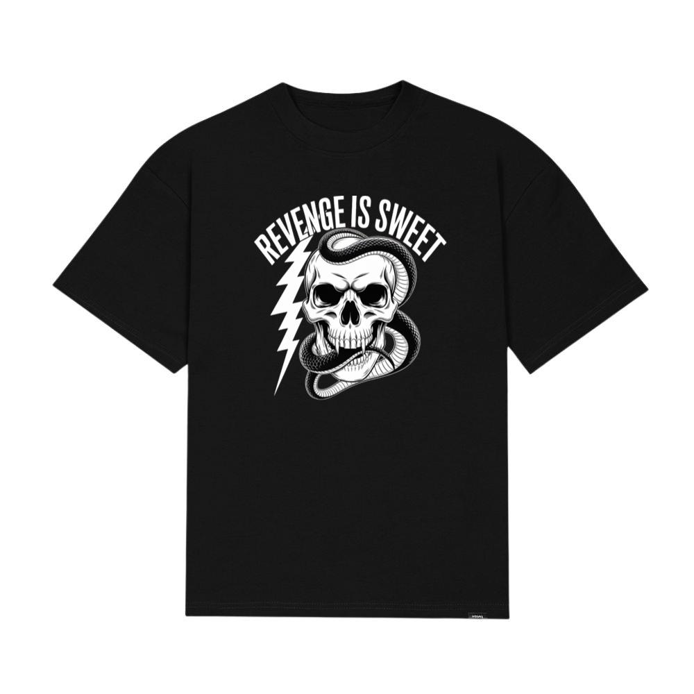 Revenge Is Sweet Skull with Snake and Lightning Graphic T-Shirts