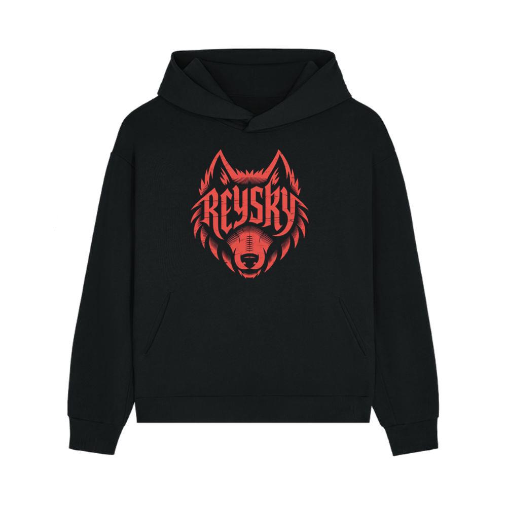 Reyski Red Wolf Head Aggressive Logo Style Design Hoodie
