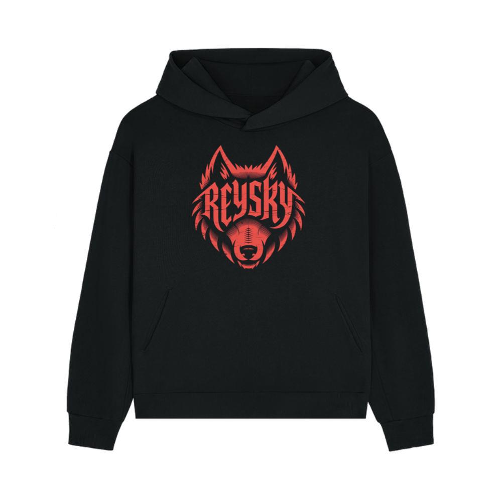 Reyski Red Wolf Head Aggressive Logo Style Design Hoodie
