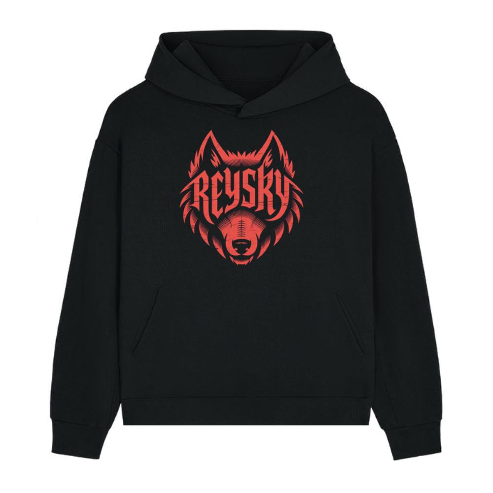 Reyski Red Wolf Head Aggressive Logo Style Design Hoodie