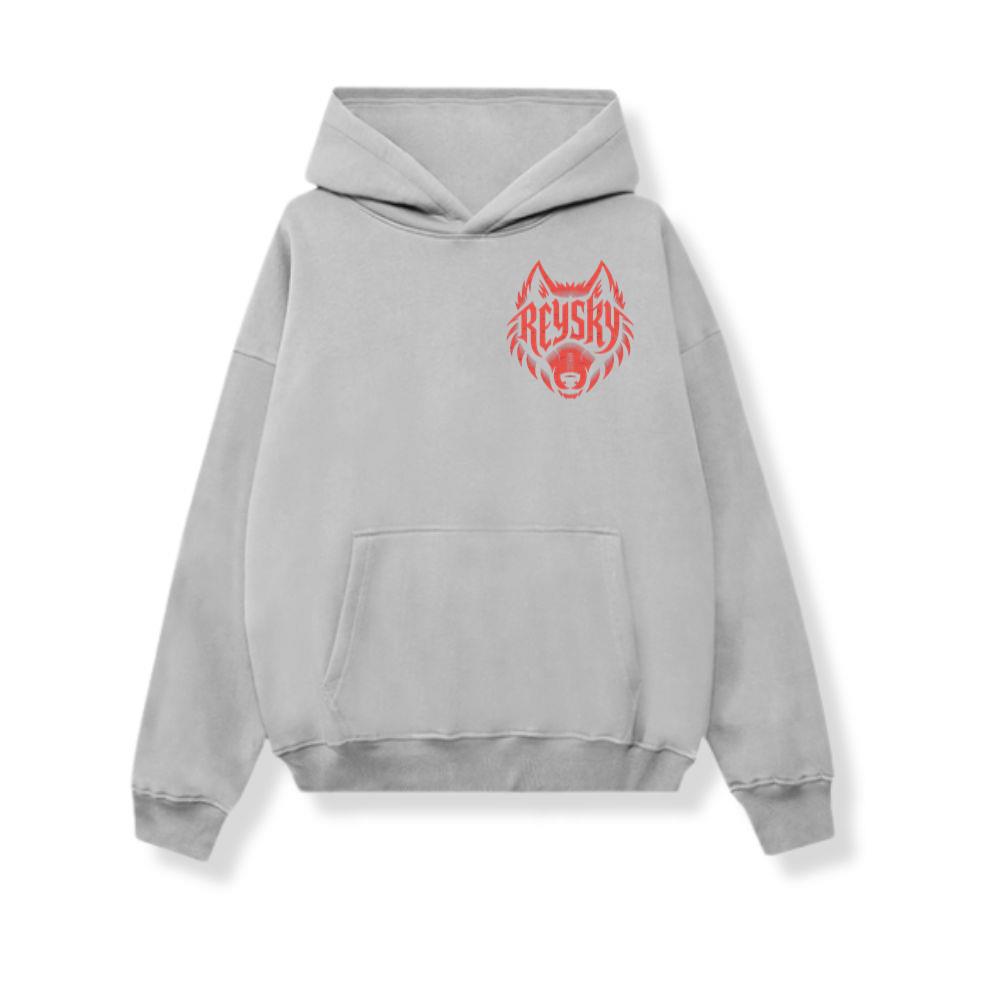 Reyski Red Wolf Head Aggressive Logo Style Design Hoodie
