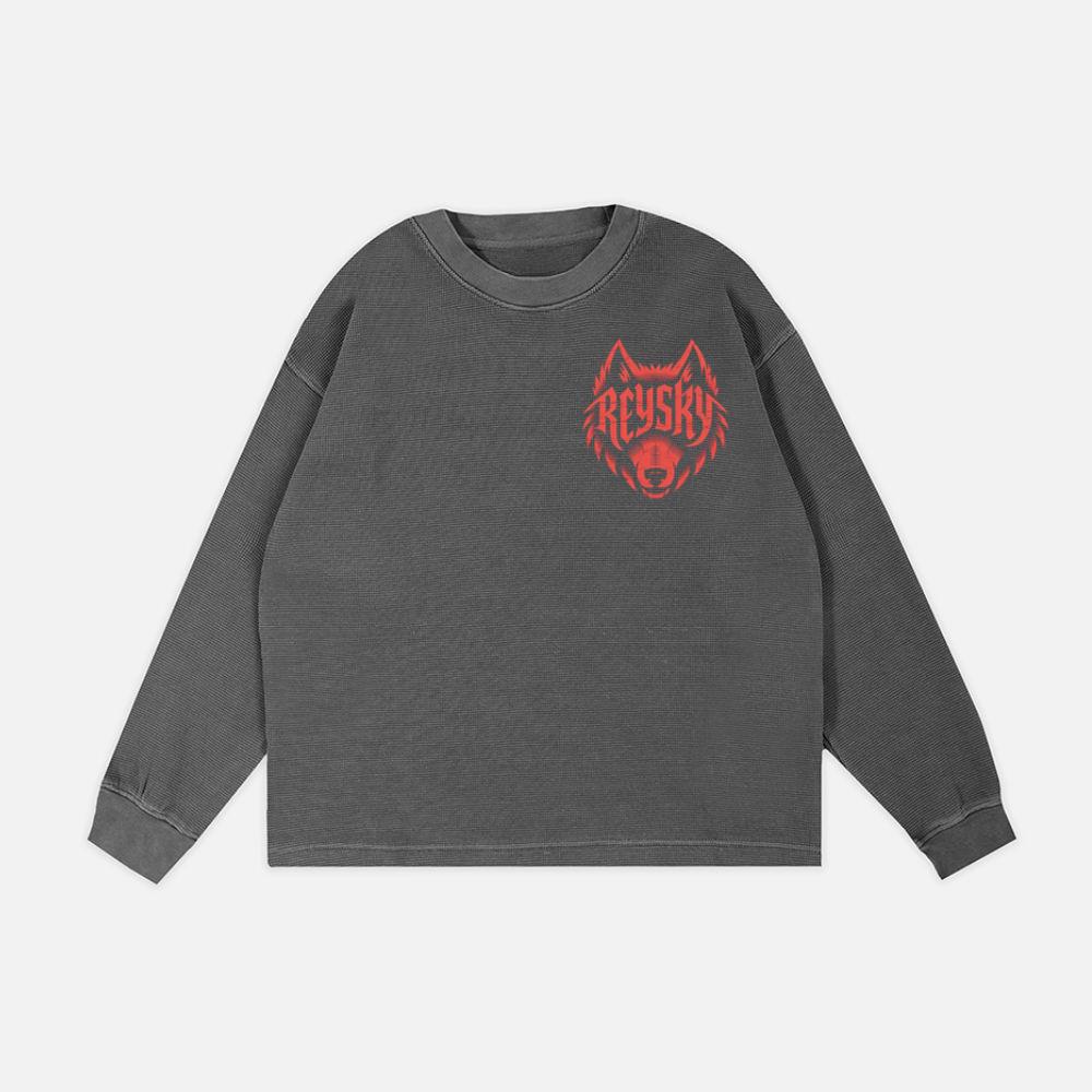Reyski Red Wolf Head Aggressive Logo Style Design Sweatshirt