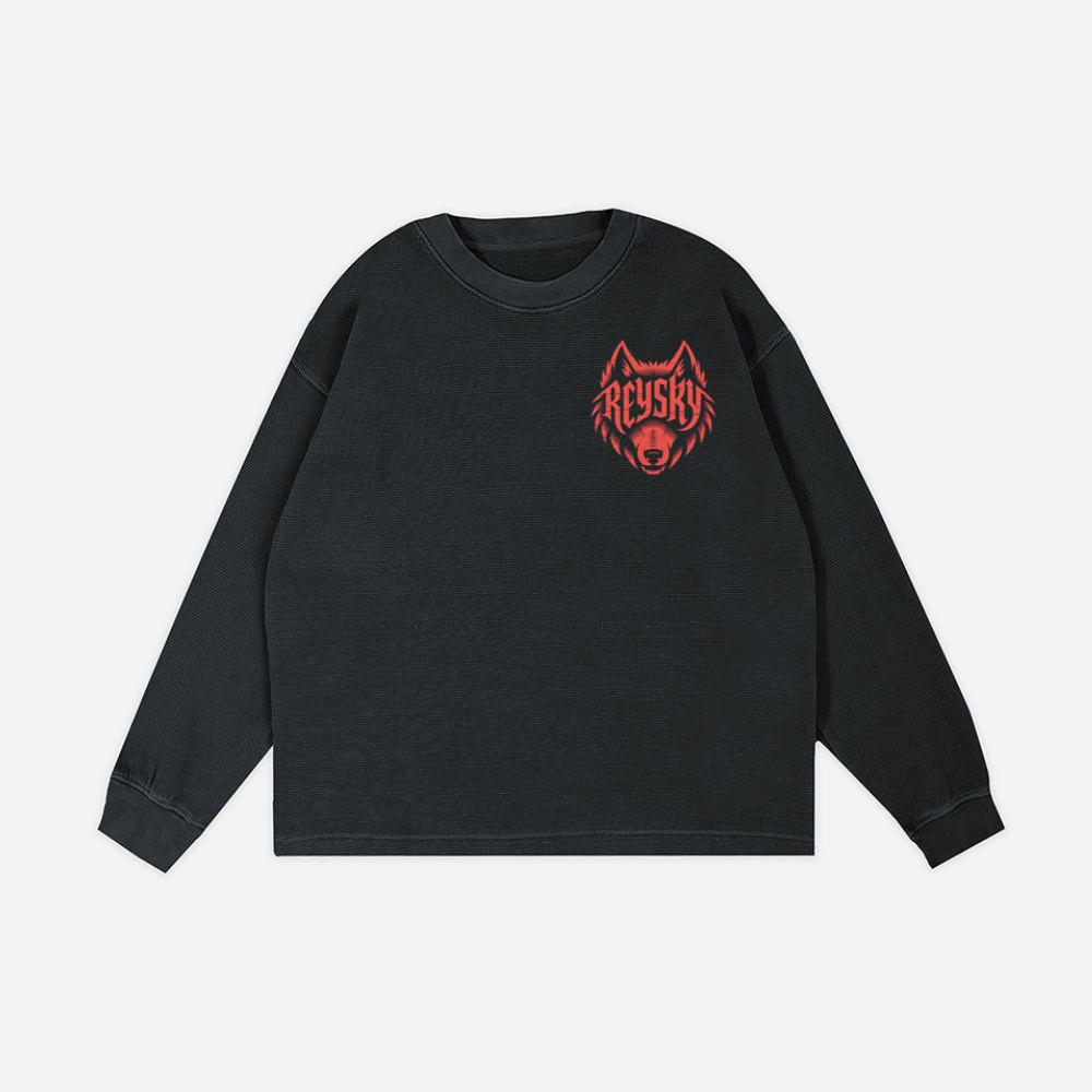 Reyski Red Wolf Head Aggressive Logo Style Design Sweatshirt