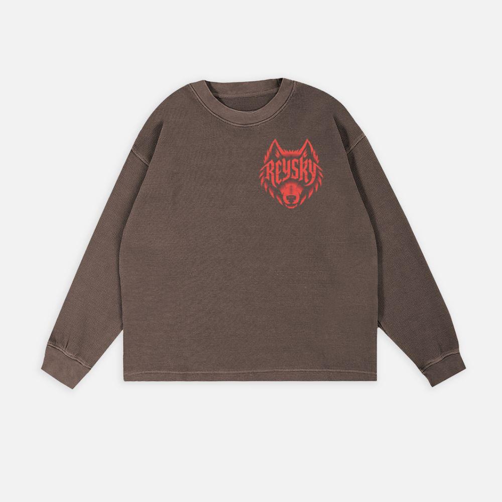 Reyski Red Wolf Head Aggressive Logo Style Design Sweatshirt - Image 3