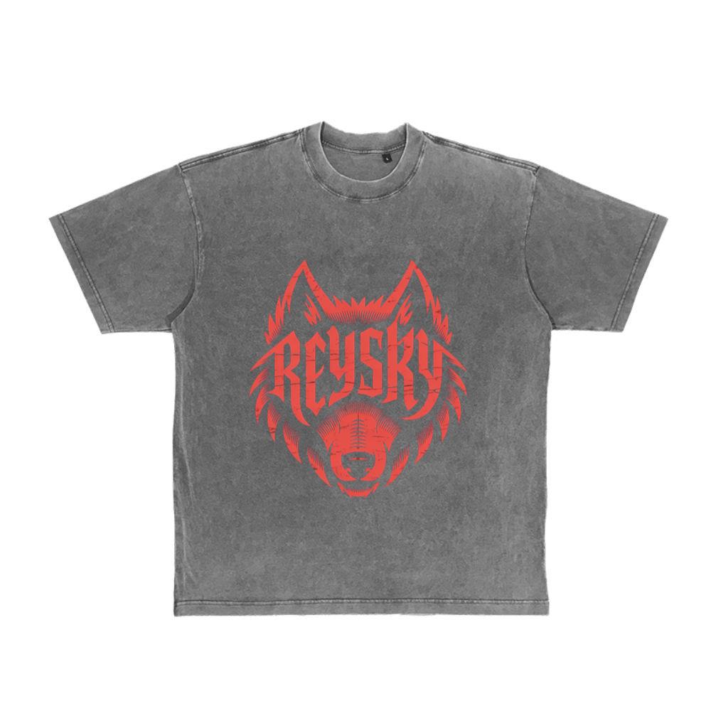 Reyski Red Wolf Head Aggressive Logo Style Design T-Shirt