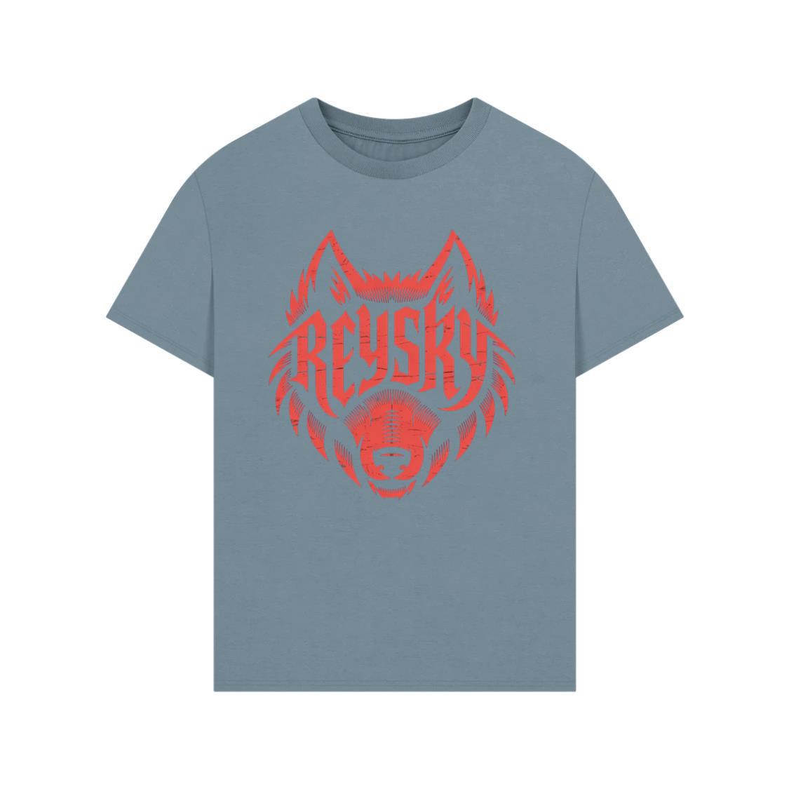 Reyski Red Wolf Head Aggressive Logo Style Design T-Shirt
