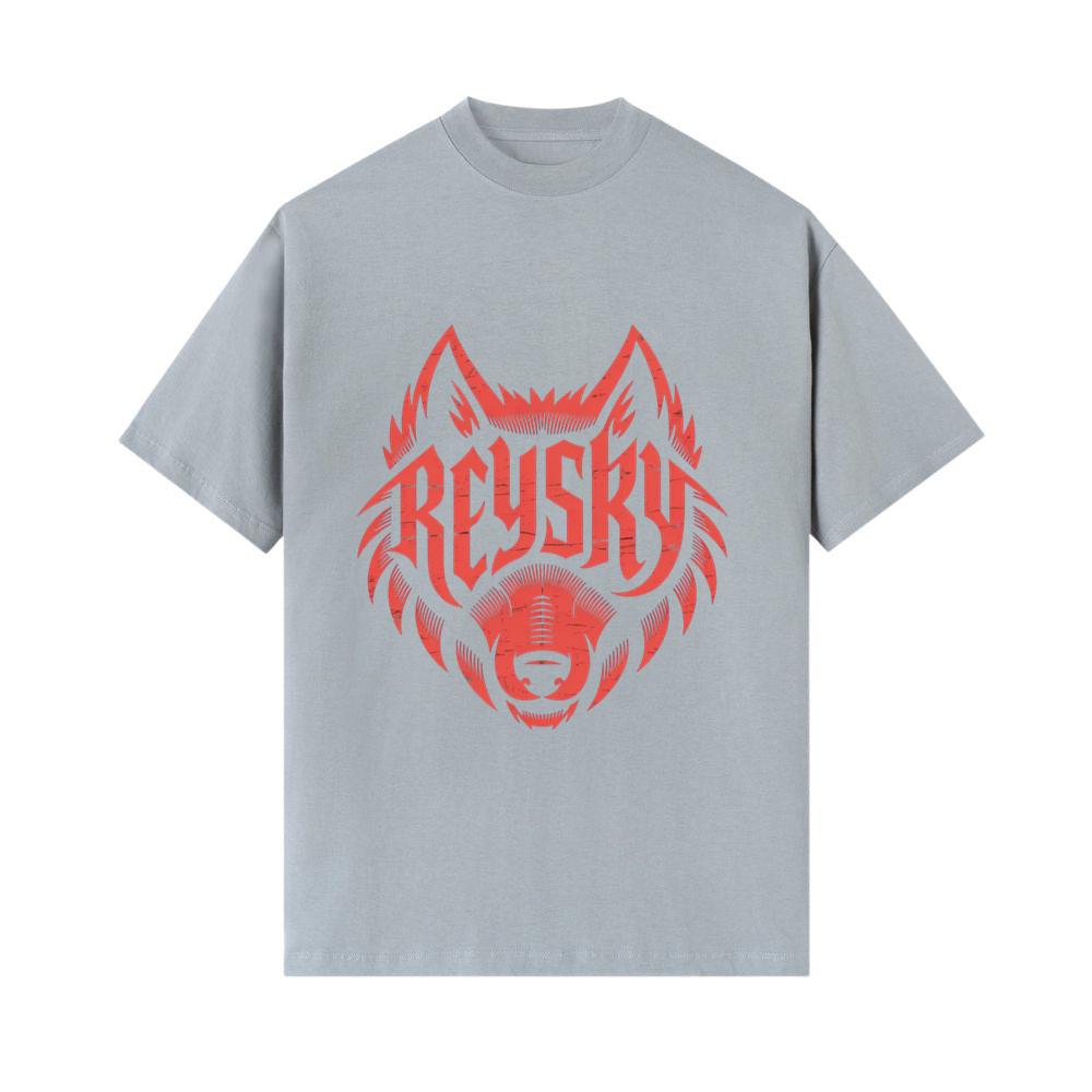 Reyski Red Wolf Head Aggressive Logo Style Design T-Shirt