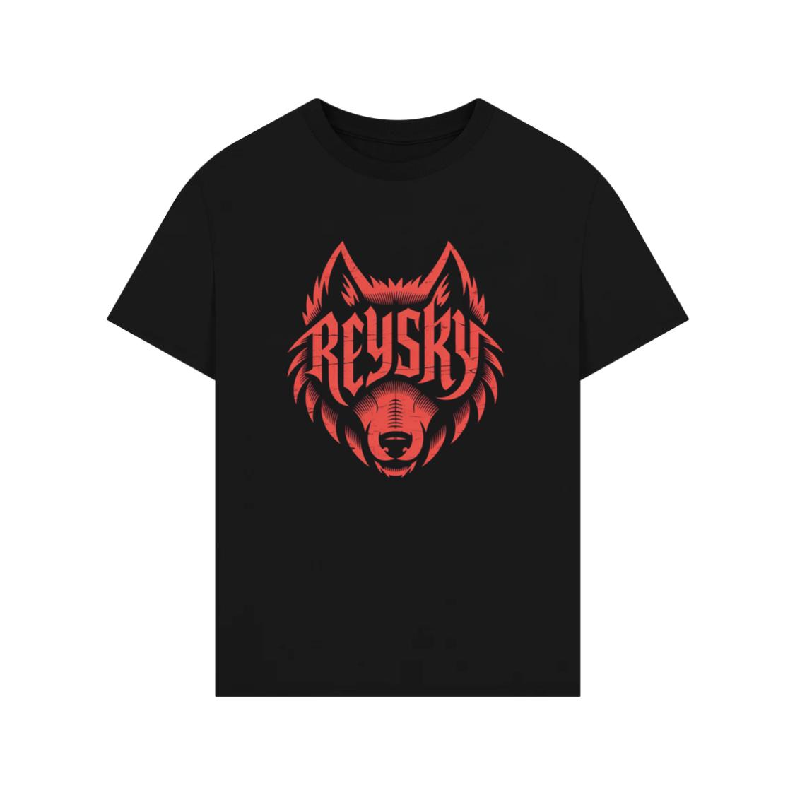 Reyski Red Wolf Head Aggressive Logo Style Design T-Shirt