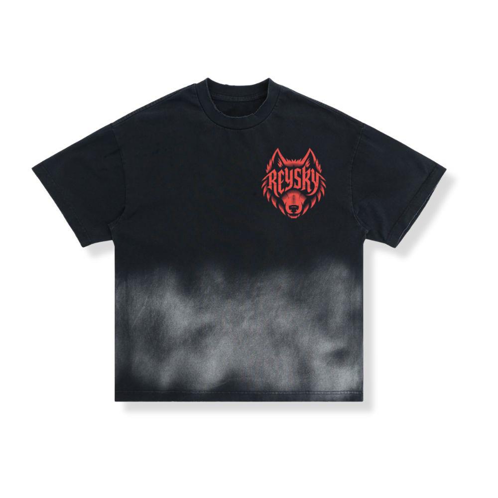 Reyski Red Wolf Head Aggressive Logo Style Design T-Shirt