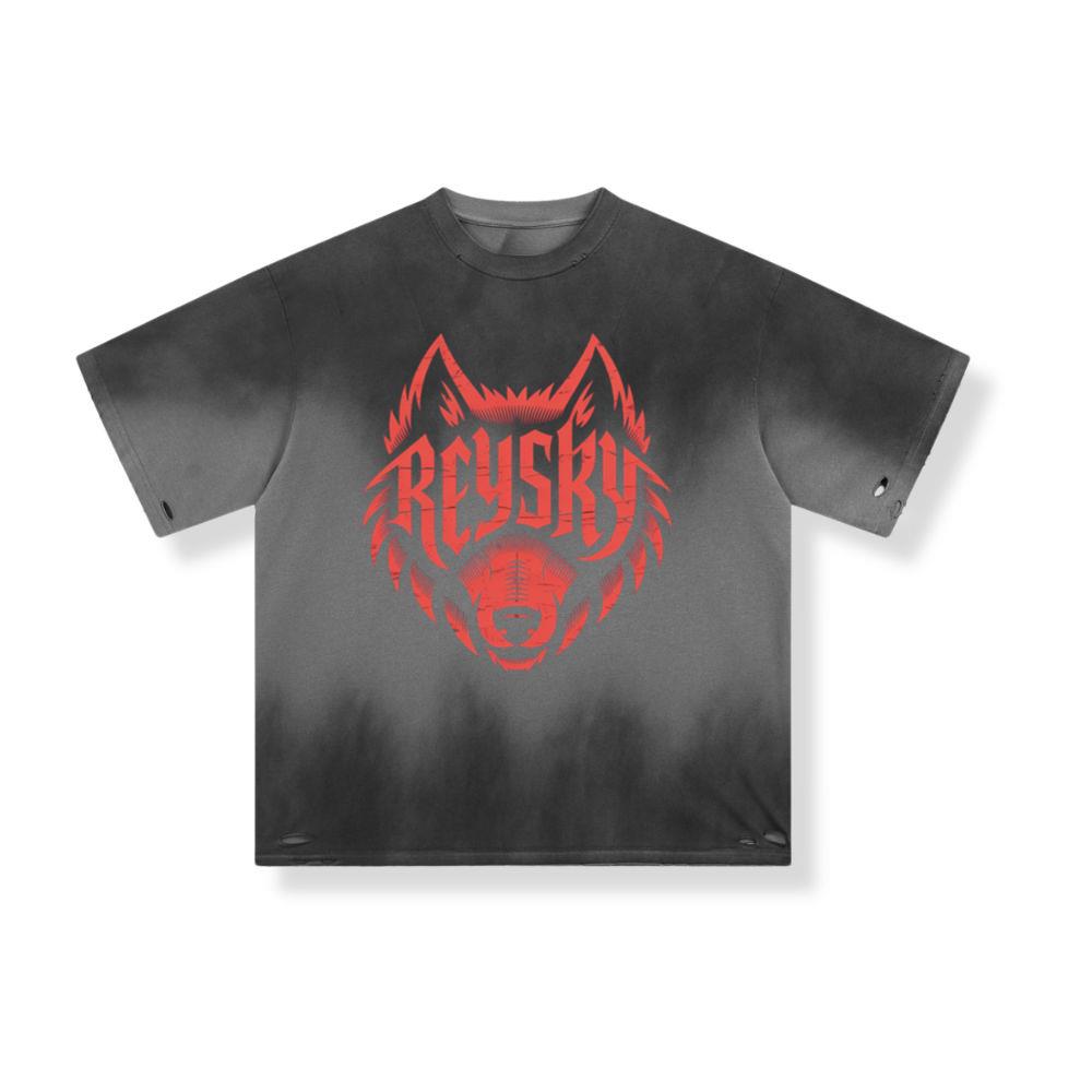 Reyski Red Wolf Head Aggressive Logo Style Design T-Shirt