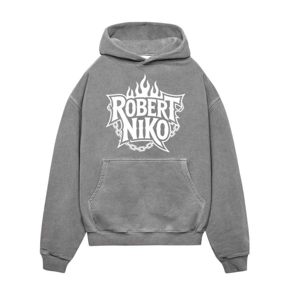 Robert Niko Fire Typography Design Hoodies