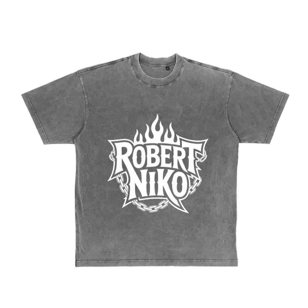 Robert Niko Fire Typography Design T-Shirt