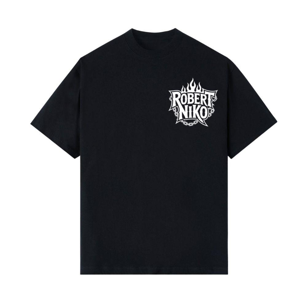 Robert Niko Fire Typography Design T-Shirt