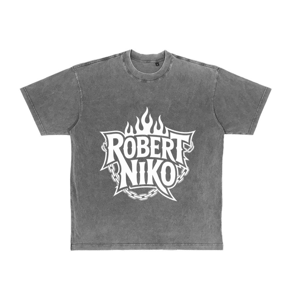 Robert Niko Fire Typography Design T-Shirt
