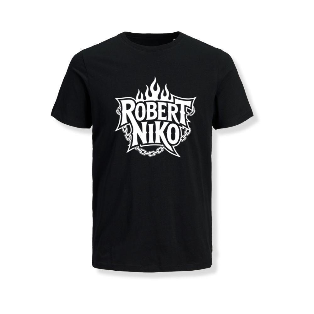 Robert Niko Fire Typography Design T-Shirt