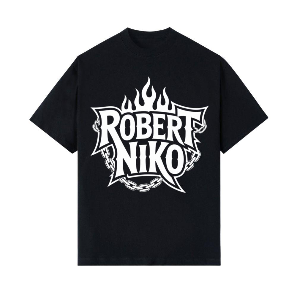 Robert Niko Fire Typography Design T-Shirts