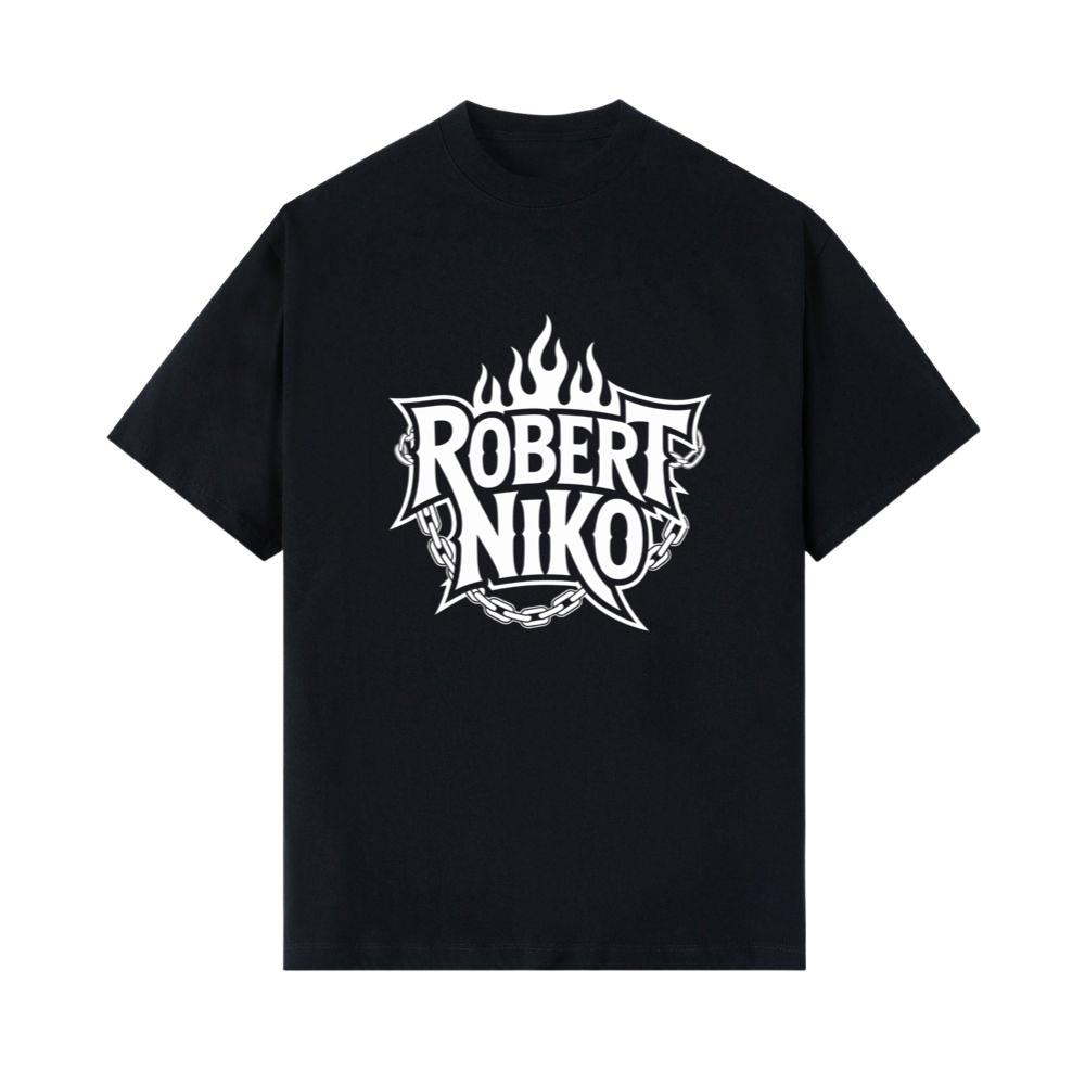 Robert Niko Fire Typography Design T-Shirts