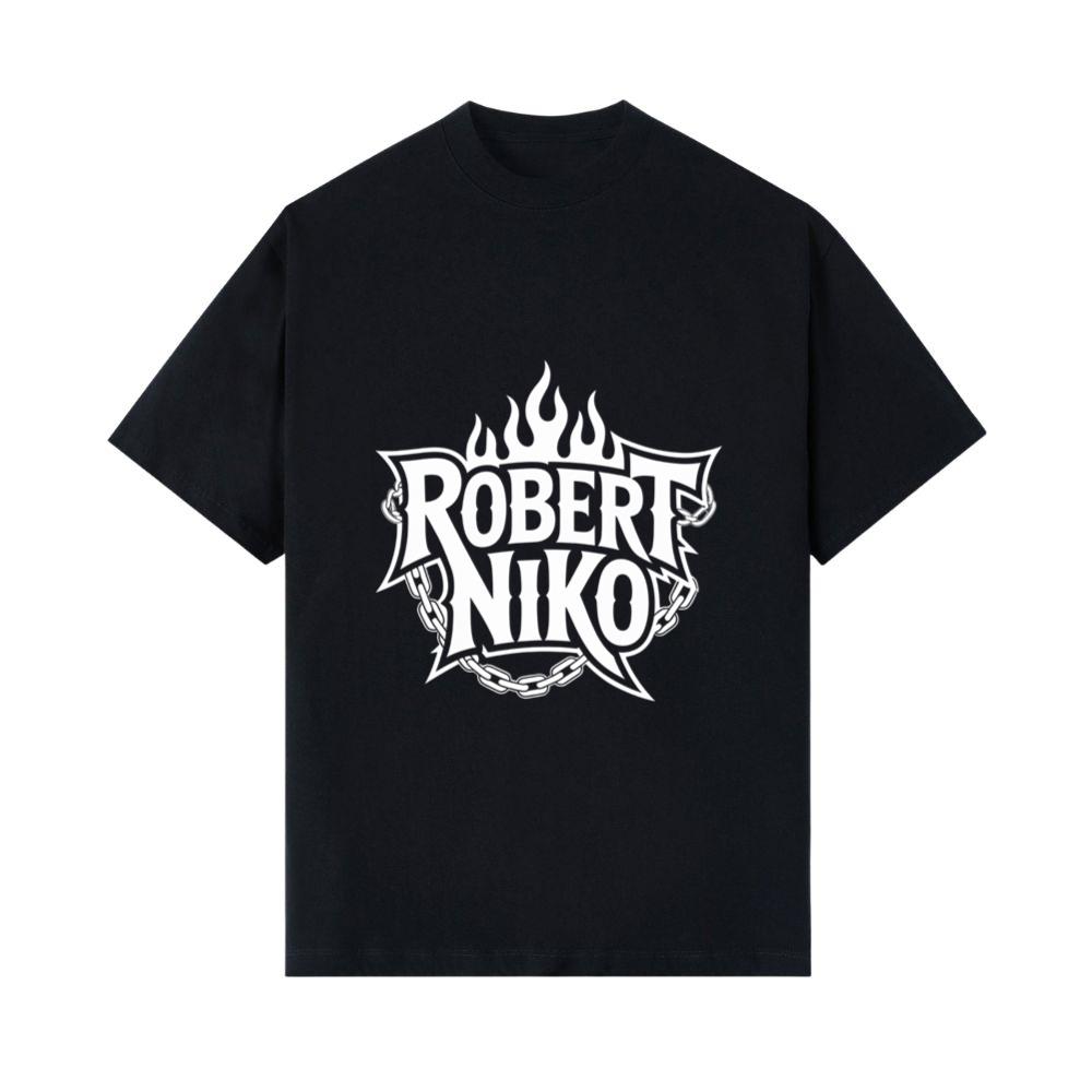 Robert Niko Fire Typography Design T- Shirts