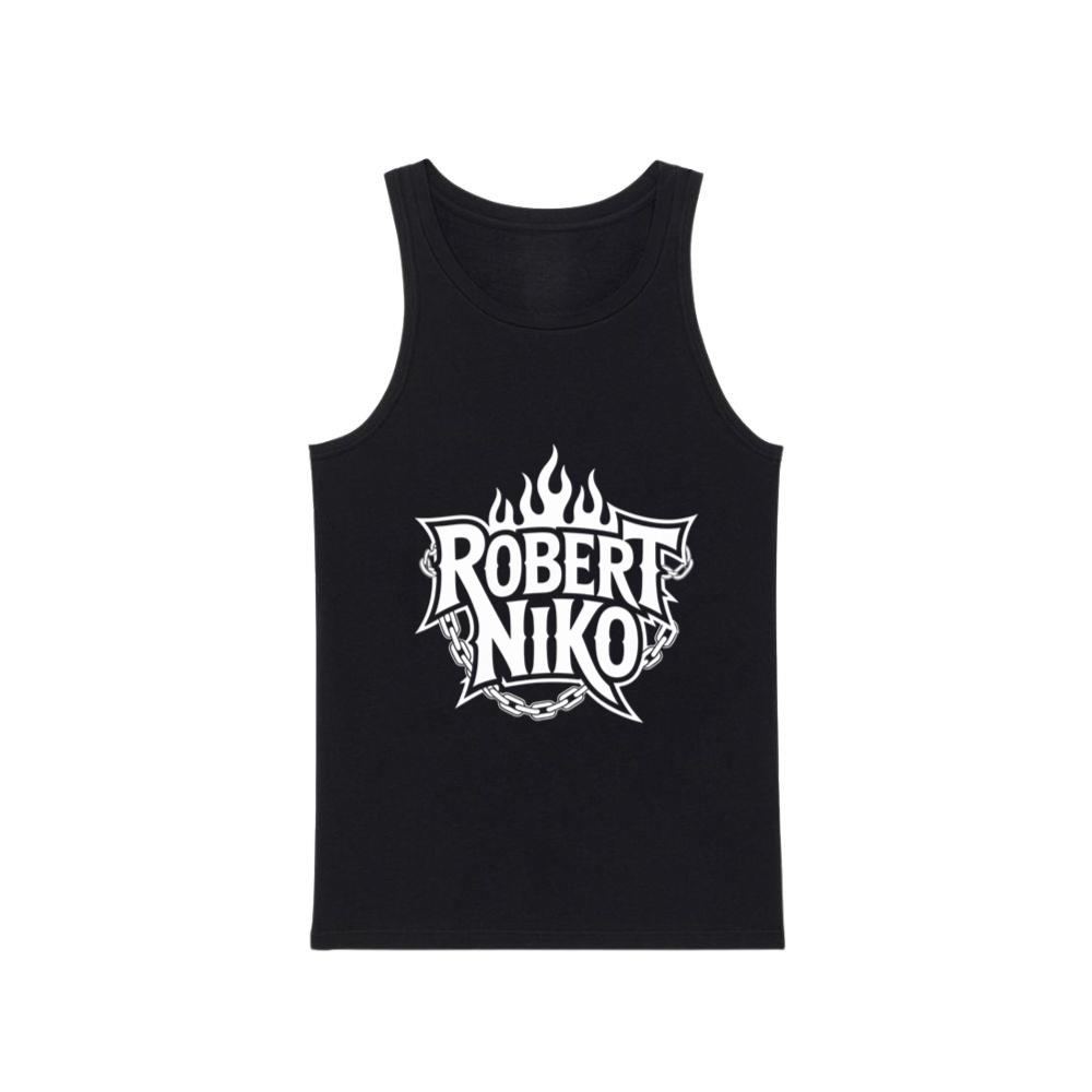 Robert Niko Fire Typography Design Tank Top