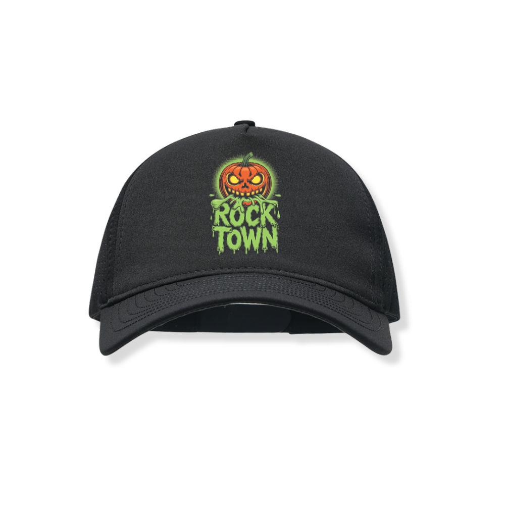 Rock Town Pumpkin Head Retro Cartoon Graphic Black Hat