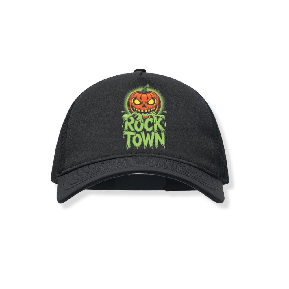 Rock Town Pumpkin Head Retro Cartoon Graphic Black Hat