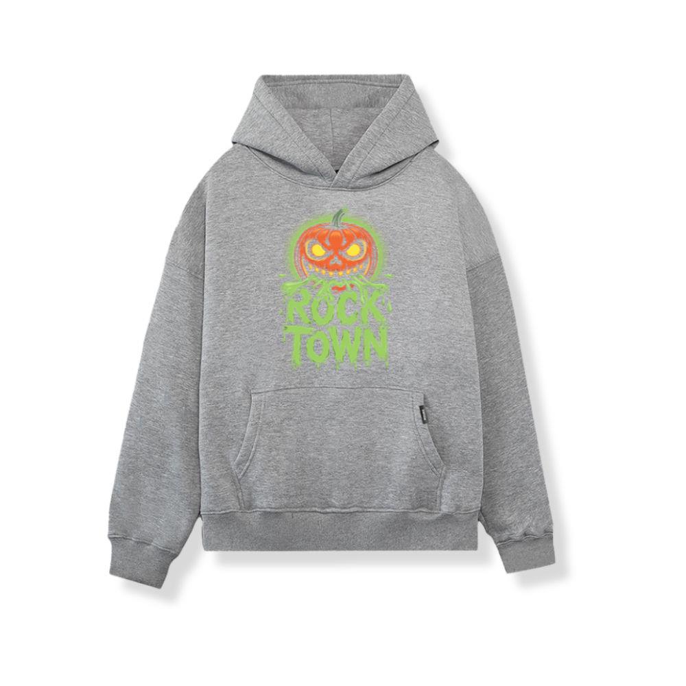 Rock Town Pumpkin Head Retro Cartoon Graphic Hoodie - Image 3