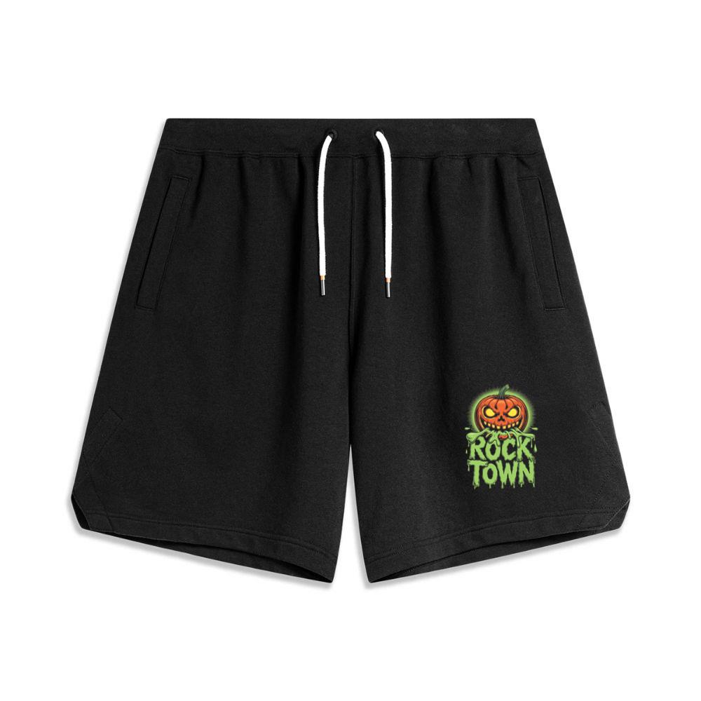 Rock Town Pumpkin Head Retro Cartoon Graphic Men's Basketball Shorts