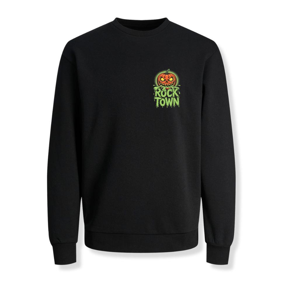 Rock Town Pumpkin Head Retro Cartoon Graphic Sweatshirt