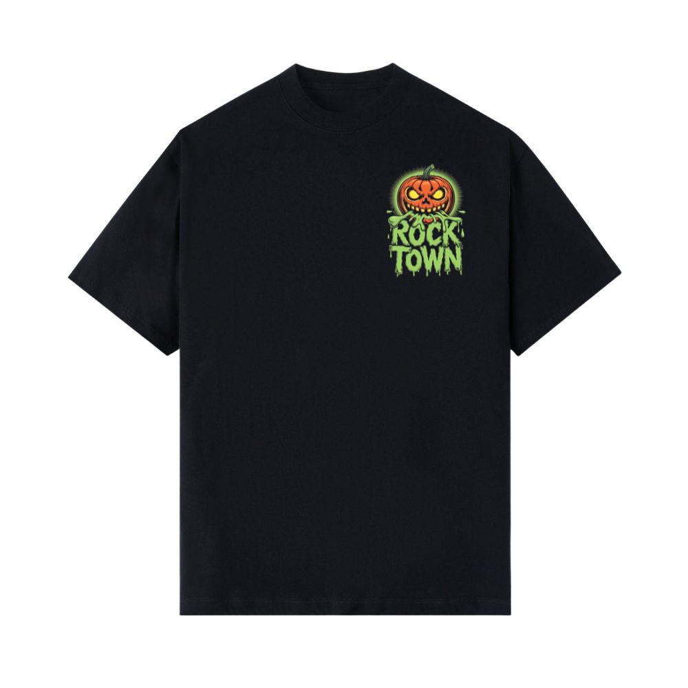 Rock Town Pumpkin Head Retro Cartoon Graphic T-Shirt