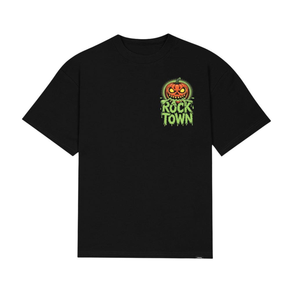 Rock Town Pumpkin Head Retro Cartoon Graphic T-Shirt