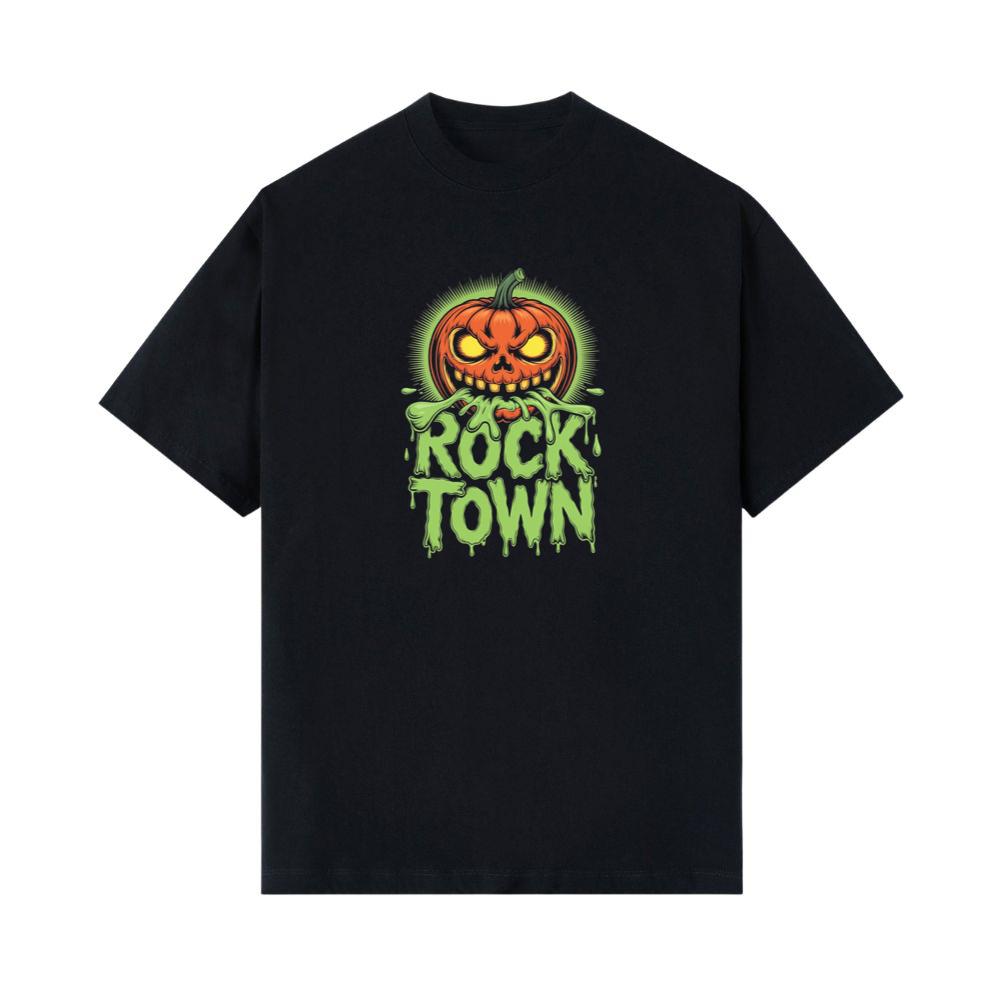 Rock Town Pumpkin Head Retro Cartoon Graphic T-Shirt