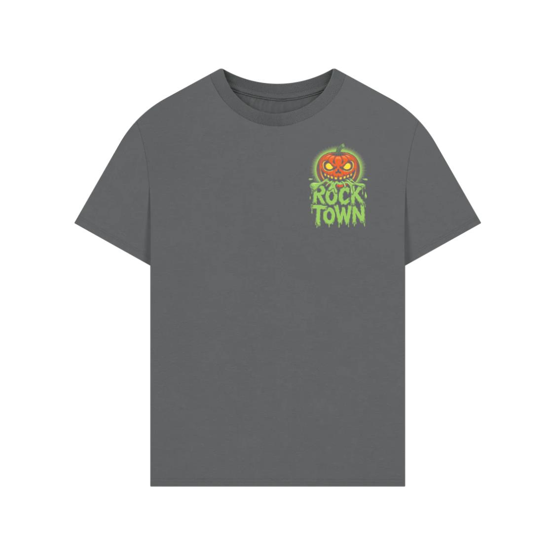 Rock Town Pumpkin Head Retro Cartoon Graphic T-Shirt - Image 3
