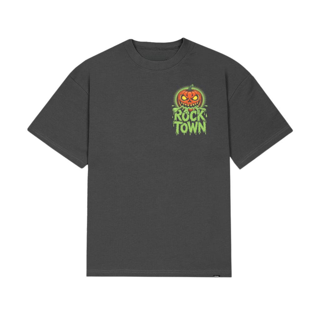 Rock Town Pumpkin Head Retro Cartoon Graphic T-Shirt