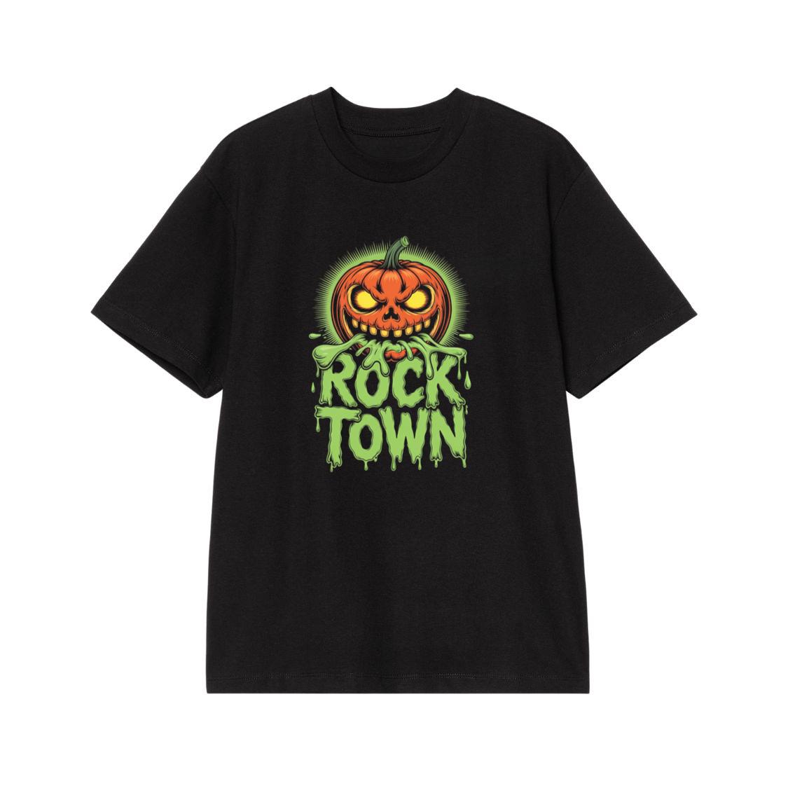 Rock Town Pumpkin Head Retro Cartoon Graphic T-Shirt