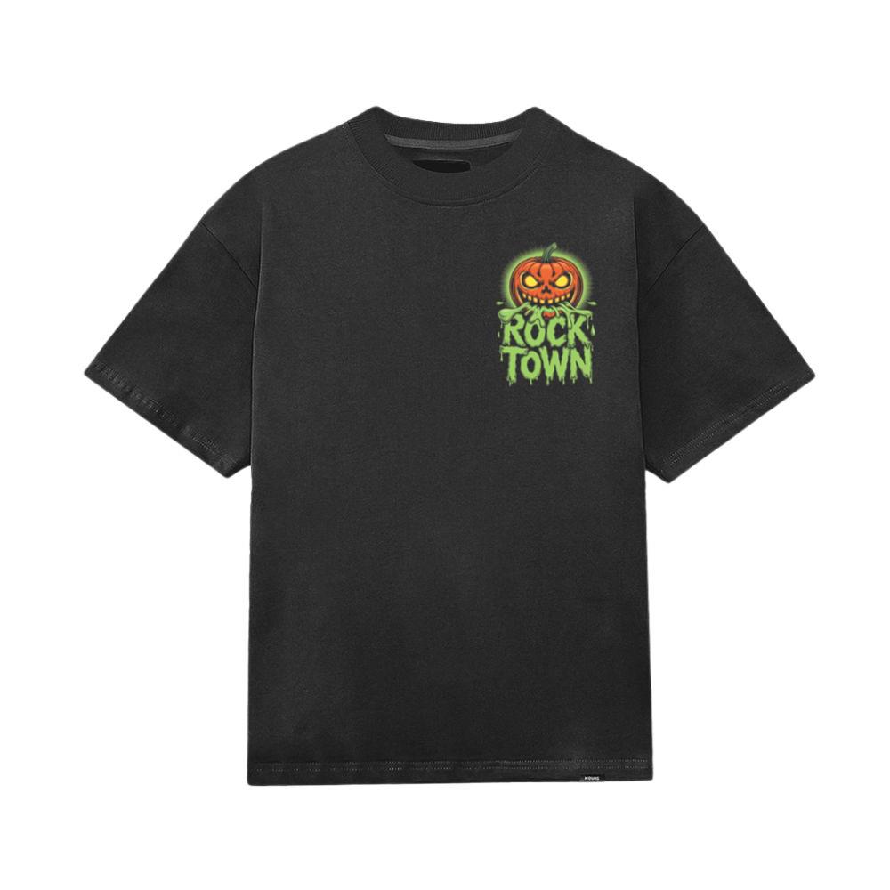Rock Town Pumpkin Head Retro Cartoon Graphic T-Shirt - Image 3